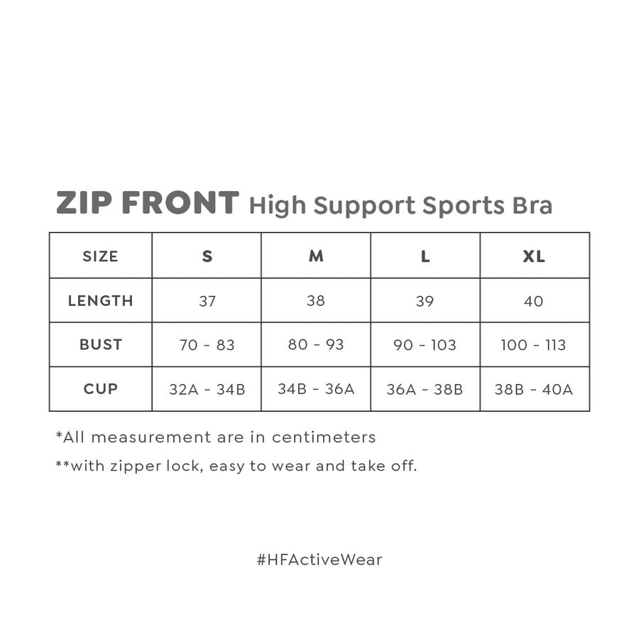 Happyfit Zip Front High Support Sports Bra
