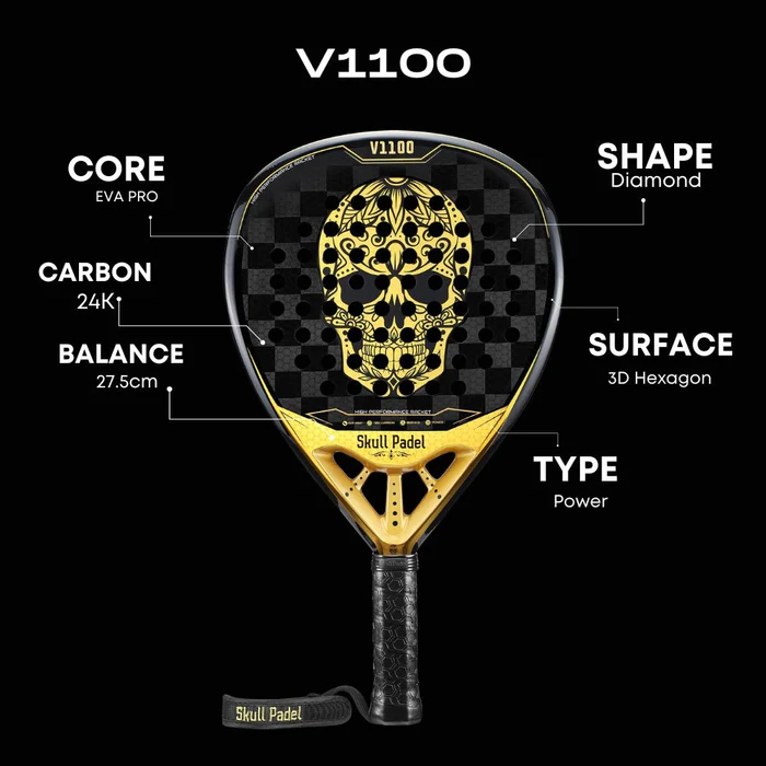 Skull Padel V1100 24K Carbon Gold Black