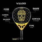 Skull Padel V1100 24K Carbon Gold Black