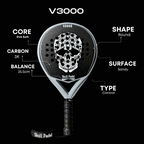 Skull Padel V3000 3K Grey Black