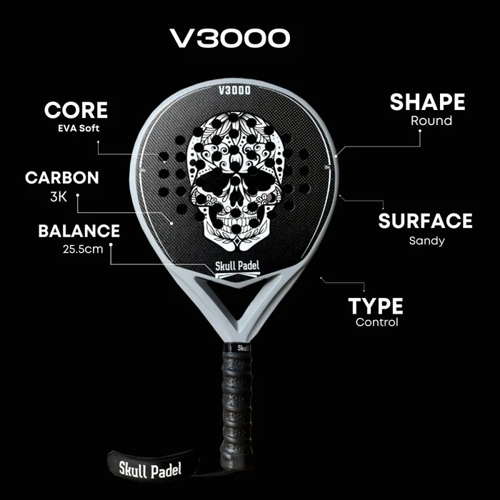 Skull Padel V3000 3K Grey Black