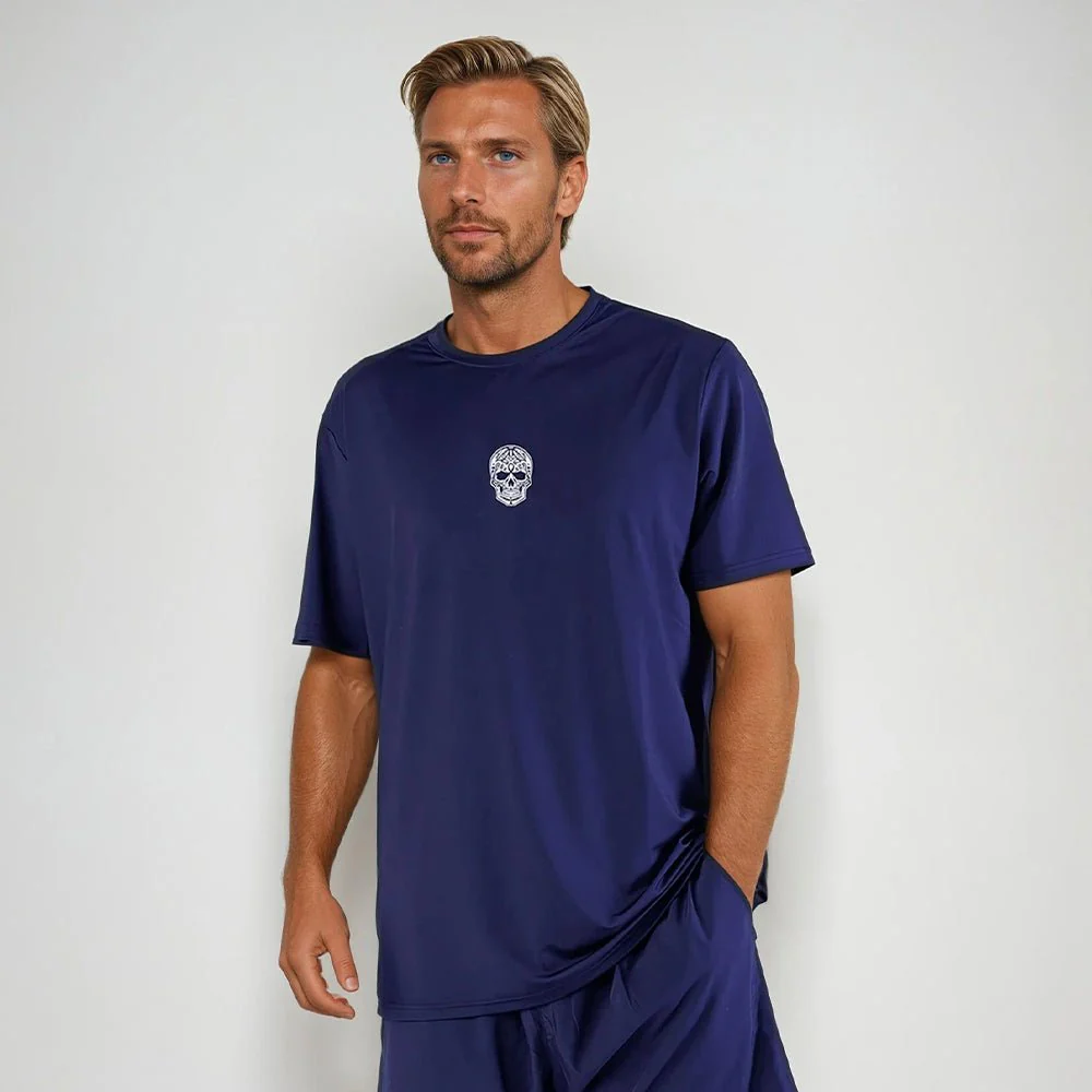 Skull Padel Sportshirt Men Logo Skull Blue White