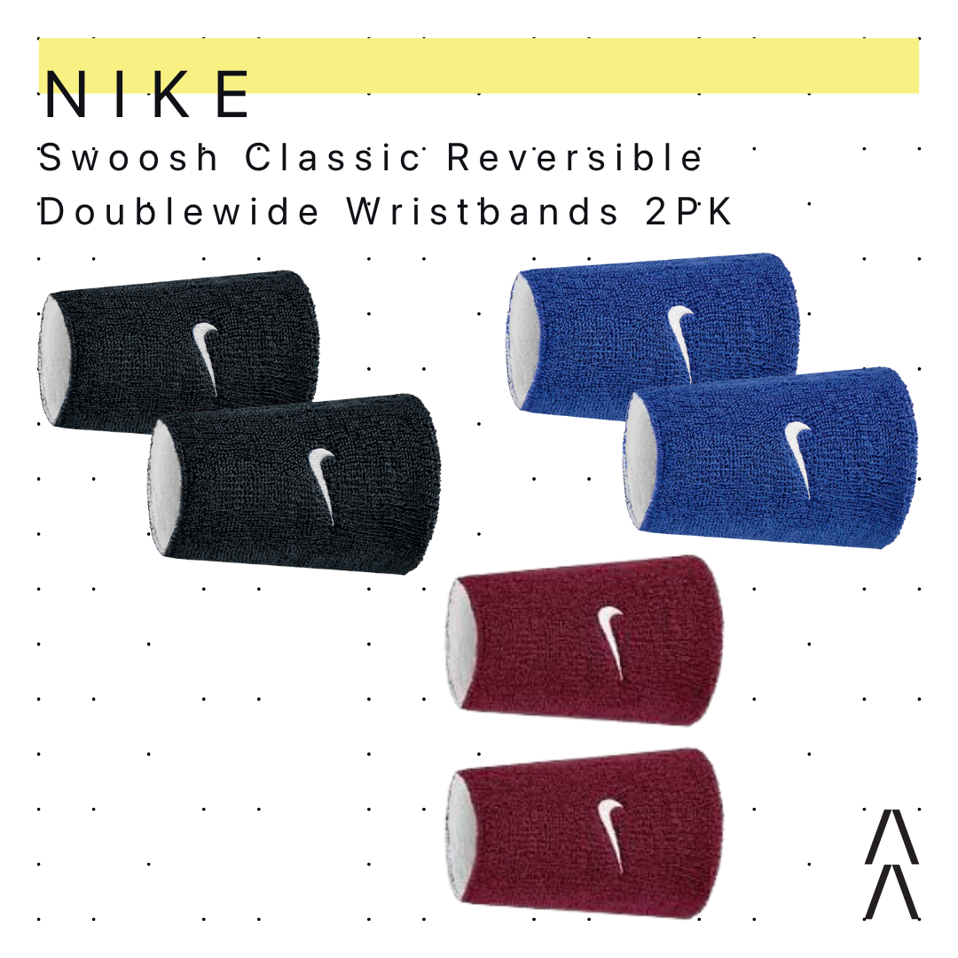 Nike Swoosh Classic Reversible Doublewide Wristbands 2 Pk