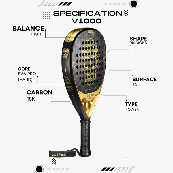 Skull Padel V1000 Gold Skull 18K Carbon