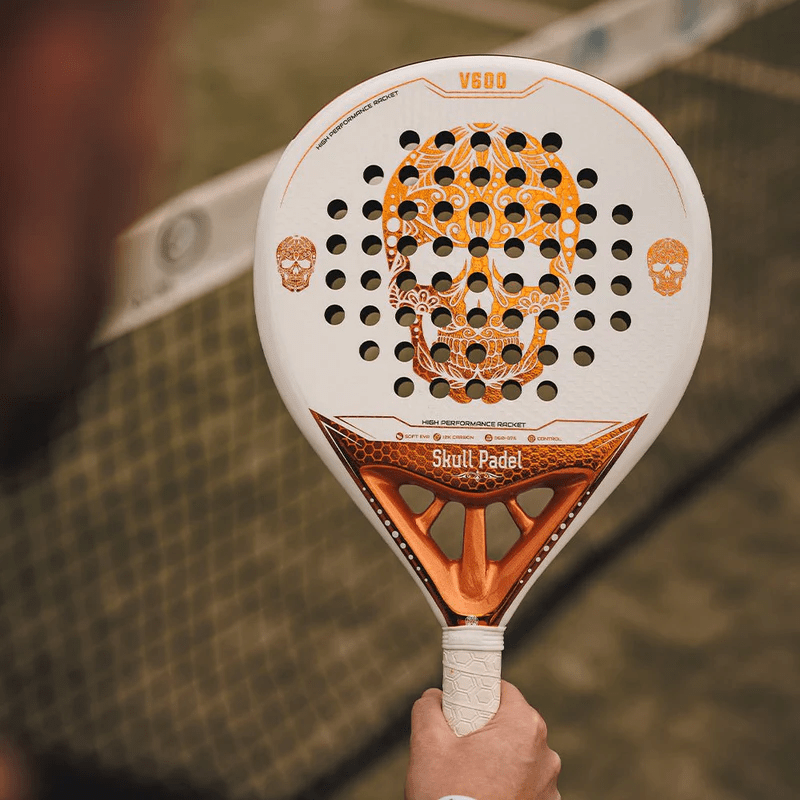 Skull Padel V600 12K Carbon White Copper Skull