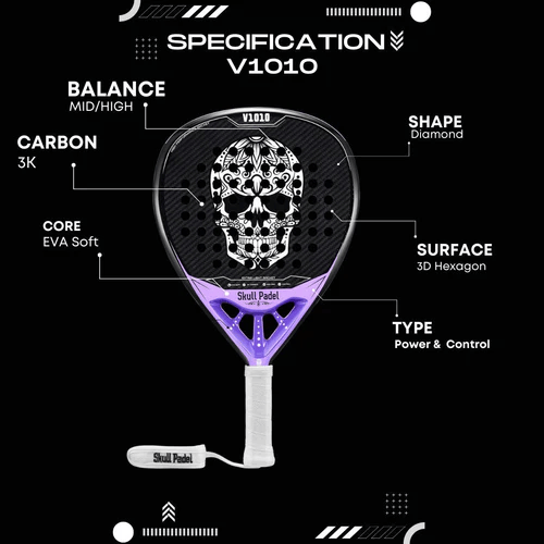 Skull Padel V1010 3K Carbon Purple Edition