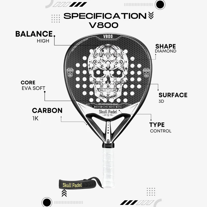 Skull Padel V800 1K Carbon White Edition