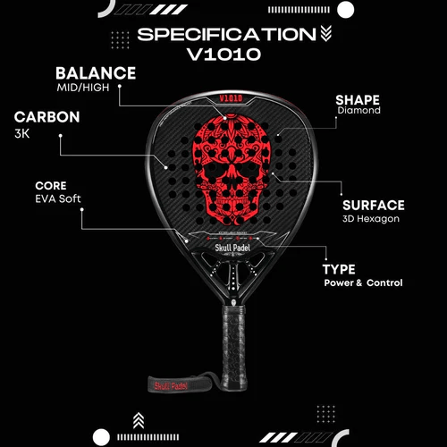 Skull Padel V1010 3K Carbon Red Edition