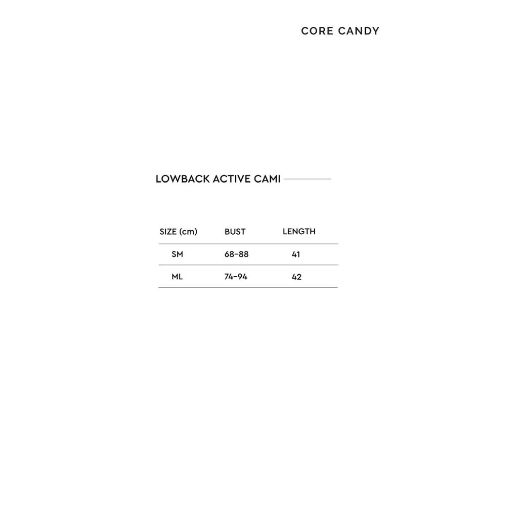 Core Candy Lowback Cami Active Tank