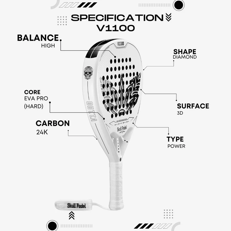 Skull Padel V1100 24K Carbon White Leaf